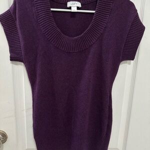 LOFT Women's Deep Purple Crew Neck Sweater Top